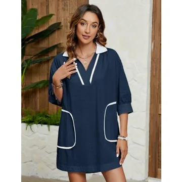 Ailoqing Women's Lightweight Beach Coverup with Pockets