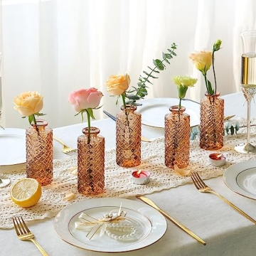 ComSaf 6-Piece Glass Bud Vases Set for Home Decor
