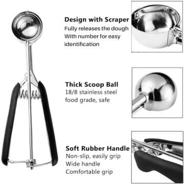 SUNNORN Cookie Scoop 2 Tablespoon, #40/2 Tbsp Cookie Scoops for Baking, Cookie Dough Scoop, Cookie Scooper, Good Soft Grips, Comfortable Trigger Release