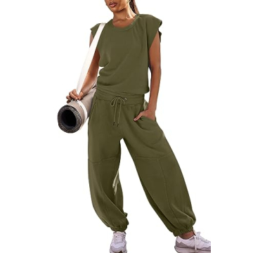 LAMISSCHE Womens Oversized Wide Leg Jumpsuit with Pockets Elastic Waist Workout Onesie Romper Open Back Outfits