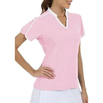 MoFiz Women's V Neck Golf Polo Shirt - Summer Style