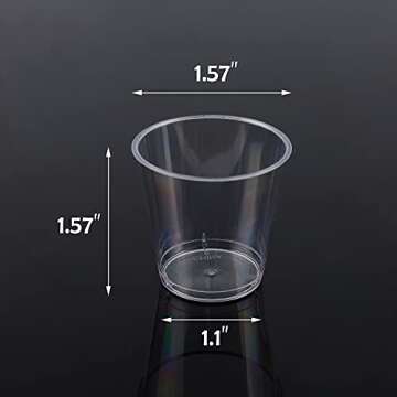 Zcaukya 100 Shot Glasses, 1oz Clear Plastic Disposable Hard Cups, Mini Cups Great Container for Sauc...