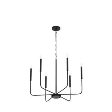 LJHhowe Black 6-Light Farmhouse Chandelier for Dining Room