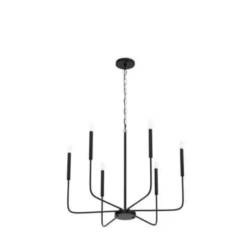 LJHhowe Black 6-Light Farmhouse Chandelier for Dining Room