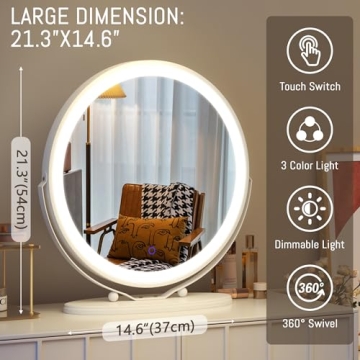 LVSOMT 20" LED Makeup Vanity Mirror for Perfect Reflection and Lighting