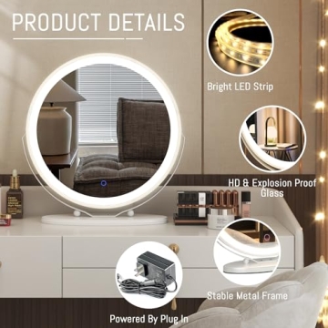 LVSOMT 20" LED Makeup Vanity Mirror for Perfect Reflection and Lighting