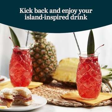 Libbey Tiki Pineapple Glasses Set, Tiki Glasses for Cocktails, Ideal Tiki Bar Set of 4