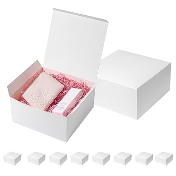Mcfleet Gift Boxes with Lids 10x10x5 Inches 10 Pack Bridesmaid Proposal Boxes White Cardboard Gift B...