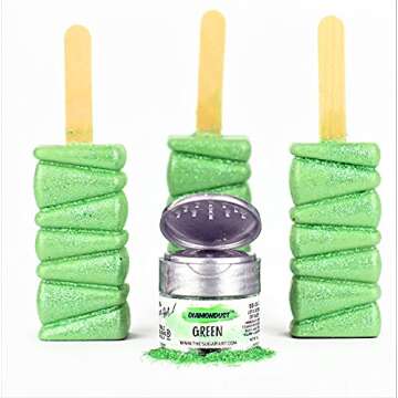 Green Edible Glitter for Drinks, Cocktails, Cake Decorating, Strawberries, Chocolates & More | No Taste | 4g | 100% Food-Safe | Kosher, Vegan, Gluten & Nut Free | DiamonDust by The Sugar Art