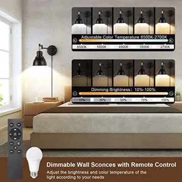 TRLIFE Remote Controlled Dimmable Wall Sconces for Home