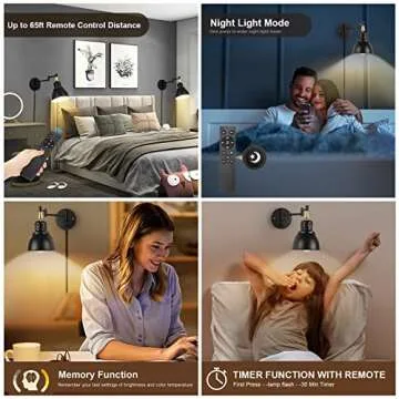 TRLIFE Remote Controlled Dimmable Wall Sconces for Home