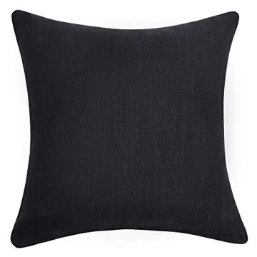 Anickal Rustic Black Linen Pillow Covers Set of 2