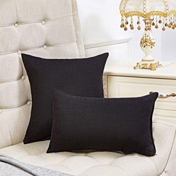 Anickal Rustic Black Linen Pillow Covers Set of 2