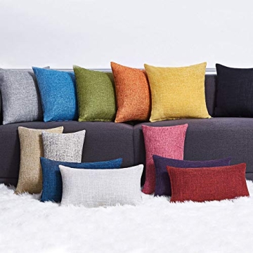 Anickal Rustic Black Linen Pillow Covers Set of 2