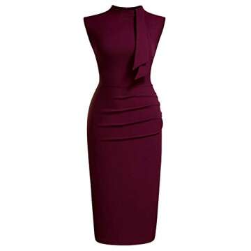 Miusol Women's Retro 1950s Style Half Collar Ruffle Cocktail Pencil Dress