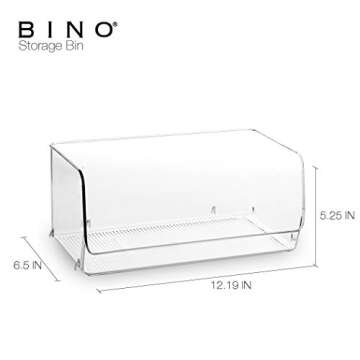 BINO Stackable Refrigerator, Freezer and Pantry Cabinet Storage Organizer Bin, Clear and Transparent...