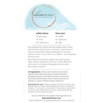 naturally it's clean Carpet Stains & Odors Cleaner; Plant Based Enzyme Safely Cleans Pet/Food Stains...