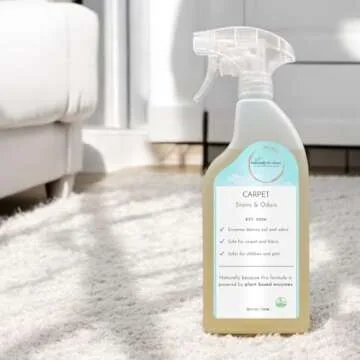 naturally it's clean Carpet Stains & Odors Cleaner; Plant Based Enzyme Safely Cleans Pet/Food Stains, Grease & Ink from Carpets, Rugs, Upholstery & Drapery, 24oz Spray Bottle x 2 Pack