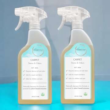 naturally it's clean Carpet Stains & Odors Cleaner; Plant Based Enzyme Safely Cleans Pet/Food Stains, Grease & Ink from Carpets, Rugs, Upholstery & Drapery, 24oz Spray Bottle x 2 Pack