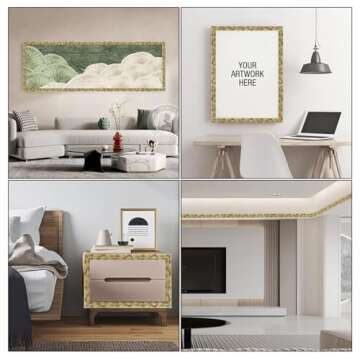 Leenevs Flexible Molding Trim Wall Trim, 16.4 Feet Self Adhesive Peel and Stick Molding Ceiling Molding, Cabinet Border, Mirror Frame Trim Wall Trim for Home Decor Wall Molding & Trim (Champagne Gold)