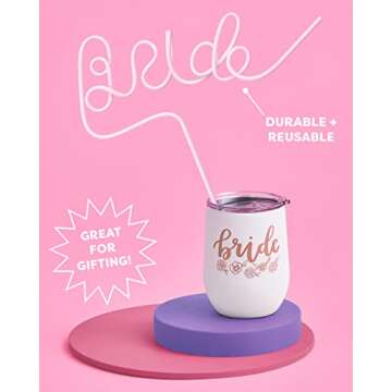 xo, Fetti Bachelorette Party XL White Bride Straw | Bridal Shower Party Decorations | Bride to Be Gi...