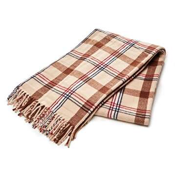 Arus Acrylic Highlands Collection Queen Size Tartan Plaid Design Throw Blanket Sahara, 60x80 inch