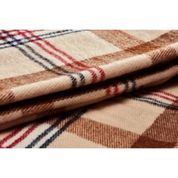 Arus Acrylic Highlands Collection Queen Size Tartan Plaid Design Throw Blanket Sahara, 60x80 inch