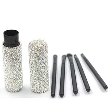Bestbling Portable 5-Piece Makeup Brush Set with Rhinestones