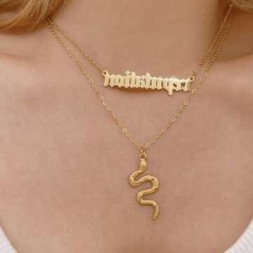 Personality Layered Silver Reputation Snake Necklace for Women,Gothic Punk Animal Neckalce Vintage J...