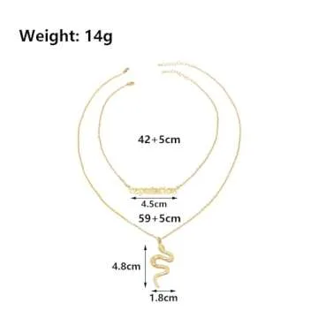 Personality Layered Silver Reputation Snake Necklace for Women,Gothic Punk Animal Neckalce Vintage Jewelry Gifts (A-Gold)