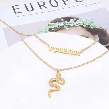 Personality Layered Silver Reputation Snake Necklace for Women,Gothic Punk Animal Neckalce Vintage Jewelry Gifts (A-Gold)