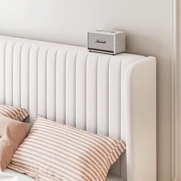 Affordable Velvet Bed Frame with Wingback Headboard