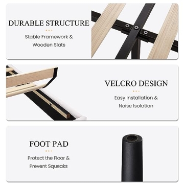 Affordable Velvet Bed Frame with Wingback Headboard