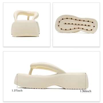 No.6 JCZJANA Women's Platform Flip Flops, Casual Wedges Sandals With Arch Support, Summer Chunky Heeled Slides, Beach Thong Slippers 9