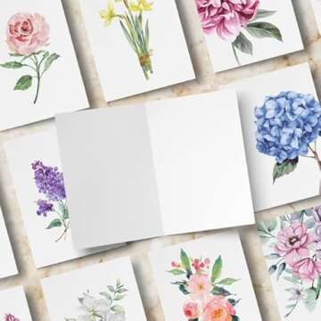 Dessie Floral Blank Note Cards with Envelopes - 100 Unique Designs