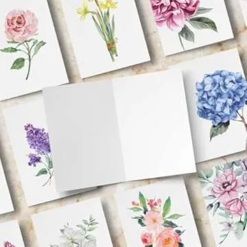 Dessie Floral Blank Note Cards with Envelopes - 100 Unique Designs