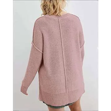 MEROKEETY Fall Casual Crew Neck Pullover Sweater
