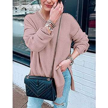 MEROKEETY Fall Casual Crew Neck Pullover Sweater