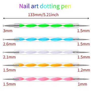 23 Pieces Nail Pens Kit Nail Painting Polish Design Tools Set, Includes 15 Pieces Nail Gel Brushes, 5 Pieces Nail Dotting Pens, 3 Pieces Drawing Pens
