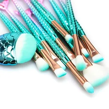 Mermaid Tail Makeup Brushes Set for Teens - Soft & Durable