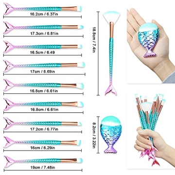 Mermaid Tail Makeup Brushes Set for Teens - Soft & Durable