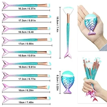 Mermaid Tail Makeup Brushes Set for Teens - Soft & Durable