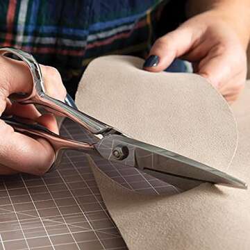 Gingher Utility Shears with Protective Sheath - 8" Stainless Steel Fabric Scissors - Blunt-Tip Knife Edge Fabric Shears - Silver