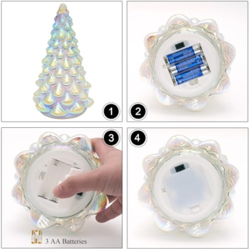 Lighted Mercury Glass Christmas Tree with Timer Decor
