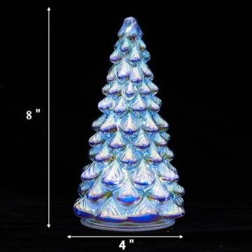 Lighted Mercury Glass Christmas Tree with Timer Decor