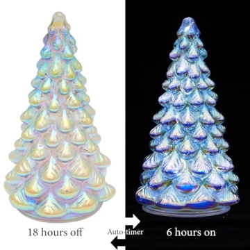 Lighted Mercury Glass Christmas Tree with Timer Decor
