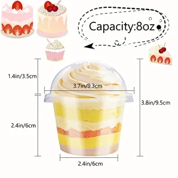 Alaeseje 50 Pack Clear Plastic Cups with Dome Lids