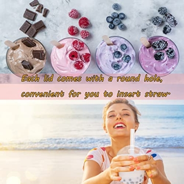 Alaeseje 50 Pack Clear Plastic Cups with Dome Lids