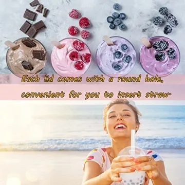 Alaeseje 50 Pack Clear Plastic Cups with Dome Lids