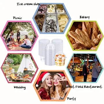 Alaeseje 50 Pack Clear Plastic Cups with Dome Lids